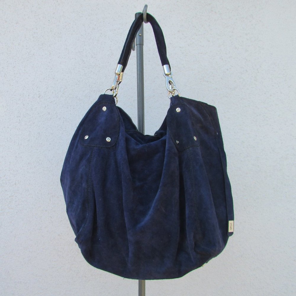 D'Carlo blue suede leather tote 25"X15"X7.5"